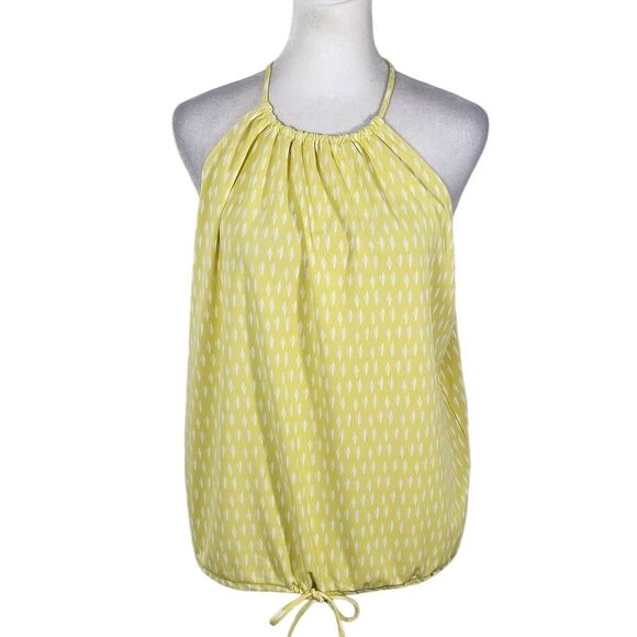 Worthington Yellow Print Halter Style Blouse Size Large NWOT Yellow Print Top - Picture 1 of 11